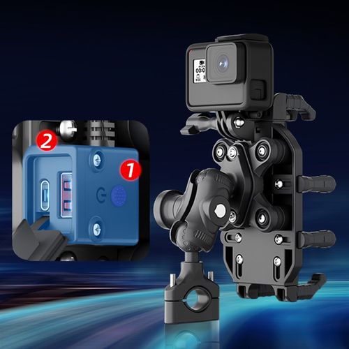 摩托车手机支架2025新款机车骑行减震电动车有线/无线充电导航架