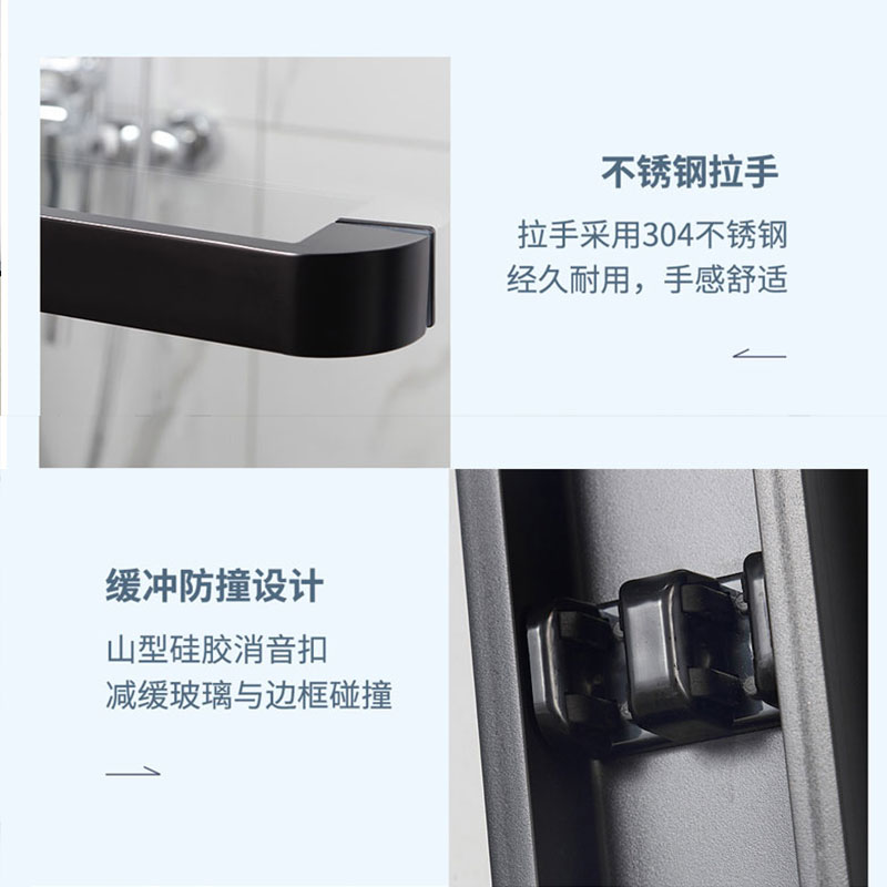 一字淋浴房隔断卫生间干湿分离洗澡房浴室玻璃门网红移门不锈钢