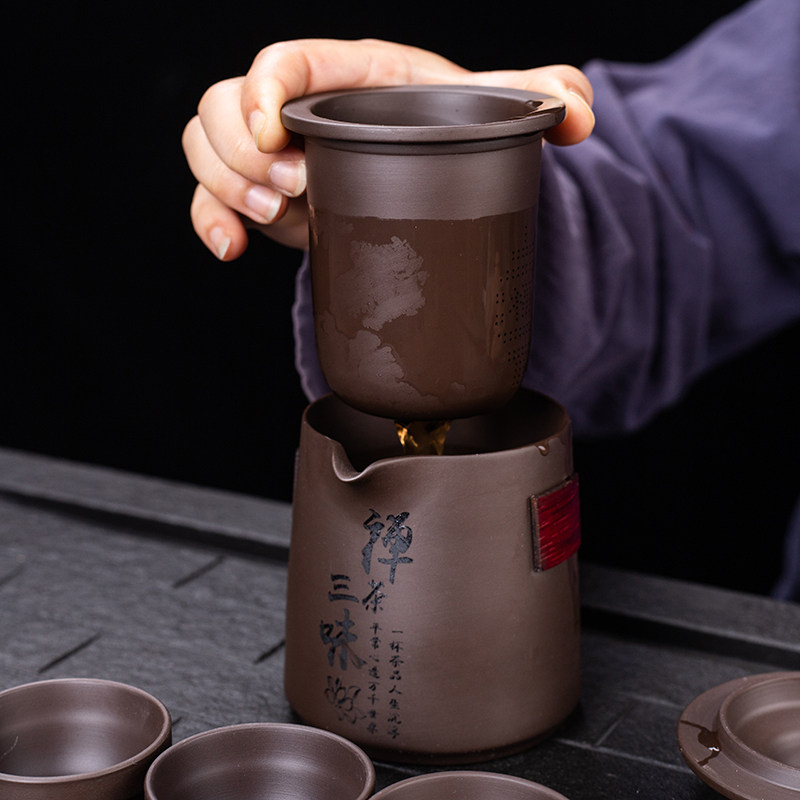 原矿紫砂茶具快客杯一o壶四六杯收纳便携式包出差旅行礼品LOGO定