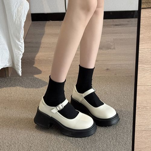 白色英伦风玛丽珍女鞋小个子增高小皮鞋女K厚底jk单鞋制服鞋高跟