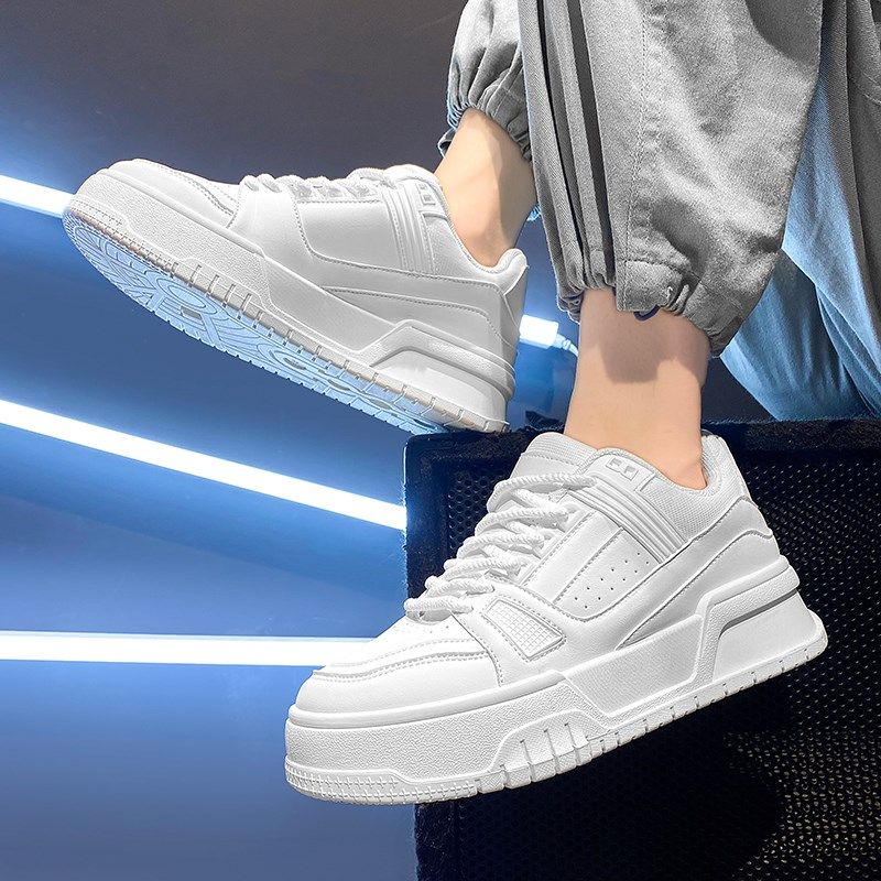 秋冬季新款增高鞋男8cm6cm百搭小白鞋透气厚底隐形内增高休闲板鞋