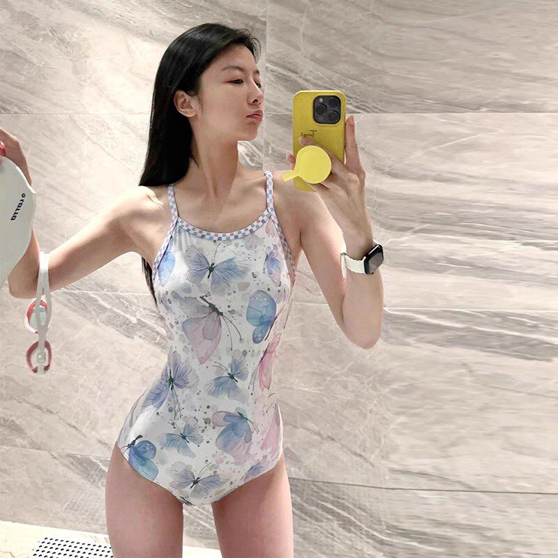 泳衣女2024新款爆款泡温w泉连体女士绝美显瘦游泳馆专用竞速游泳