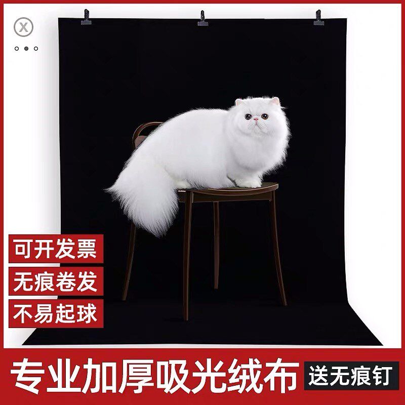 摄影黑色植绒吸光布照相棚拍照背景布拍摄道具抠S像黑绒幕布不反