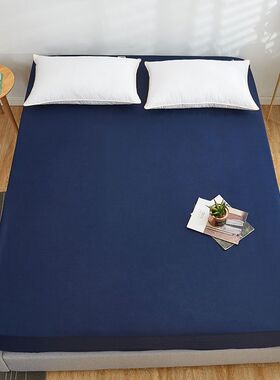 黑色牀笠单件牀垫保护套防尘罩防滑全包围纯色牀套枕套三件套