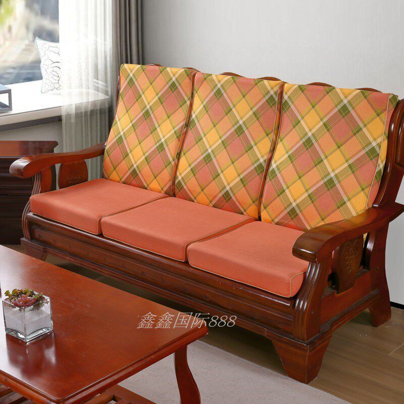 实木沙发垫带靠背加厚海绵垫中式红木质沙发坐垫老式春秋椅垫防滑