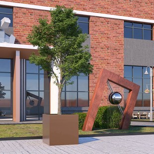 简约方形铁艺不锈钢定制花箱露台花槽花坛室内外市政绿化移动花池