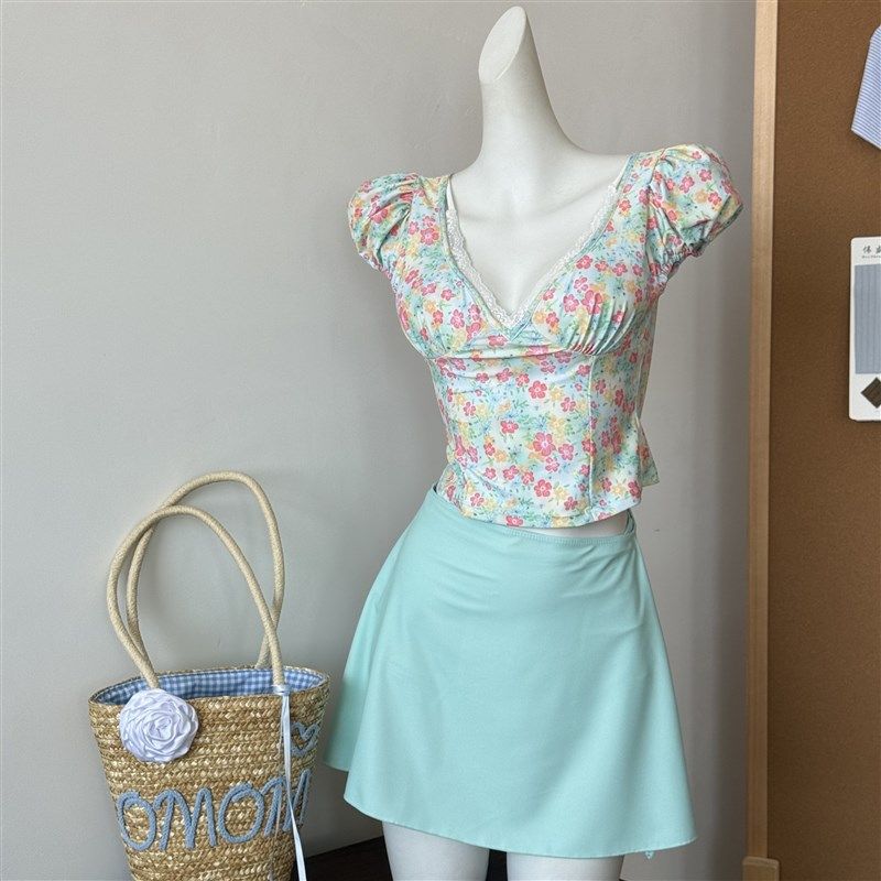 【海岛少女】新款清新碎花分体泳衣三件套A版裙显瘦海边泳装5129,运动/瑜伽/健身/球迷用品,分体泳衣,淘宝优惠券,粉丝福利购,淘宝优惠卷