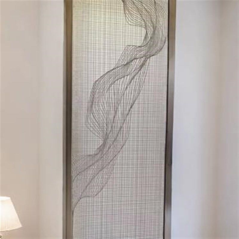 夹丝玻璃艺术玻璃门入户玄光屏风隔断