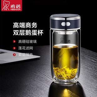 鹅蛋水杯女家用便携喝水杯子 希诺玻璃杯双层隔热泡茶杯男2024新款