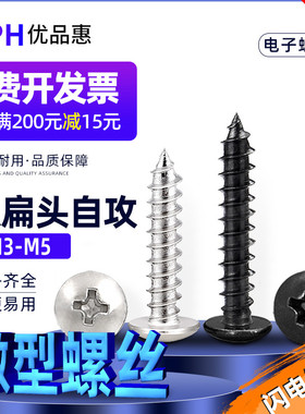 黑色十字大扁头自攻螺丝 M3M3.5 M4M5镀镍蘑菇尖尾圆头电子小螺钉