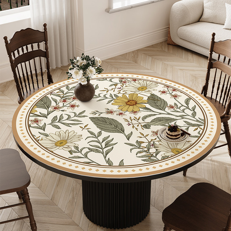 美式圆形餐桌垫圆桌茶几垫免洗防水防油桌布防烫桌垫高级感保护垫,居家布艺,桌布,淘宝优惠券,粉丝福利购,淘宝优惠卷