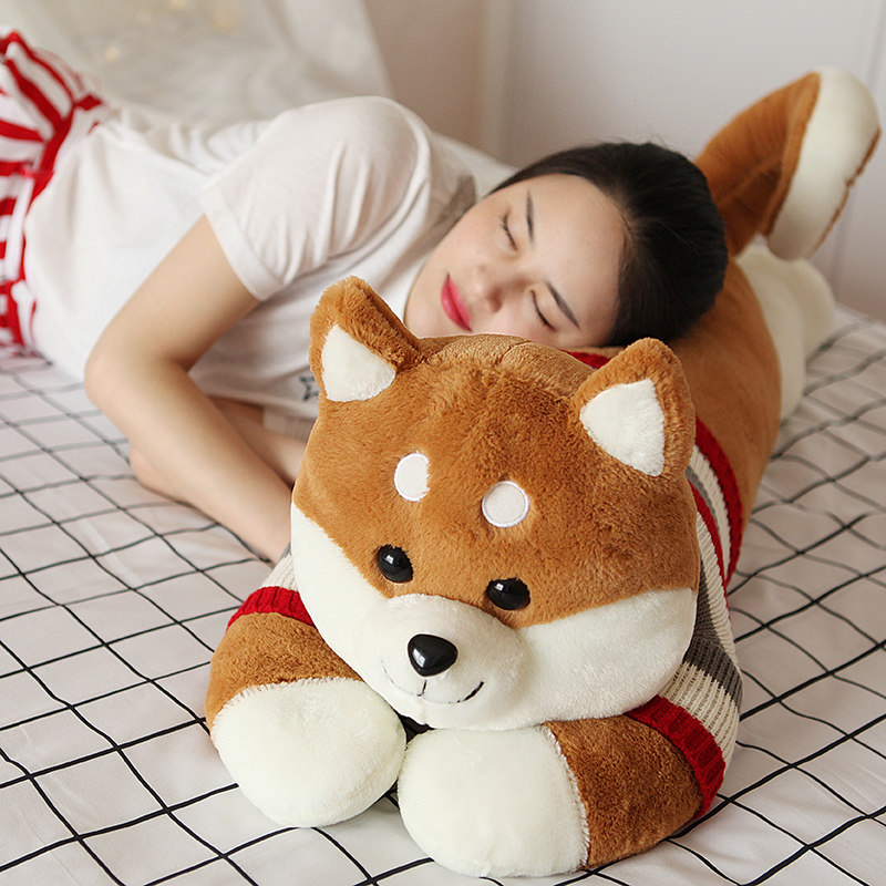 睡觉抱枕女孩生日玩偶可爱柴犬狗布娃娃大玩偶哈士奇公仔毛绒玩具