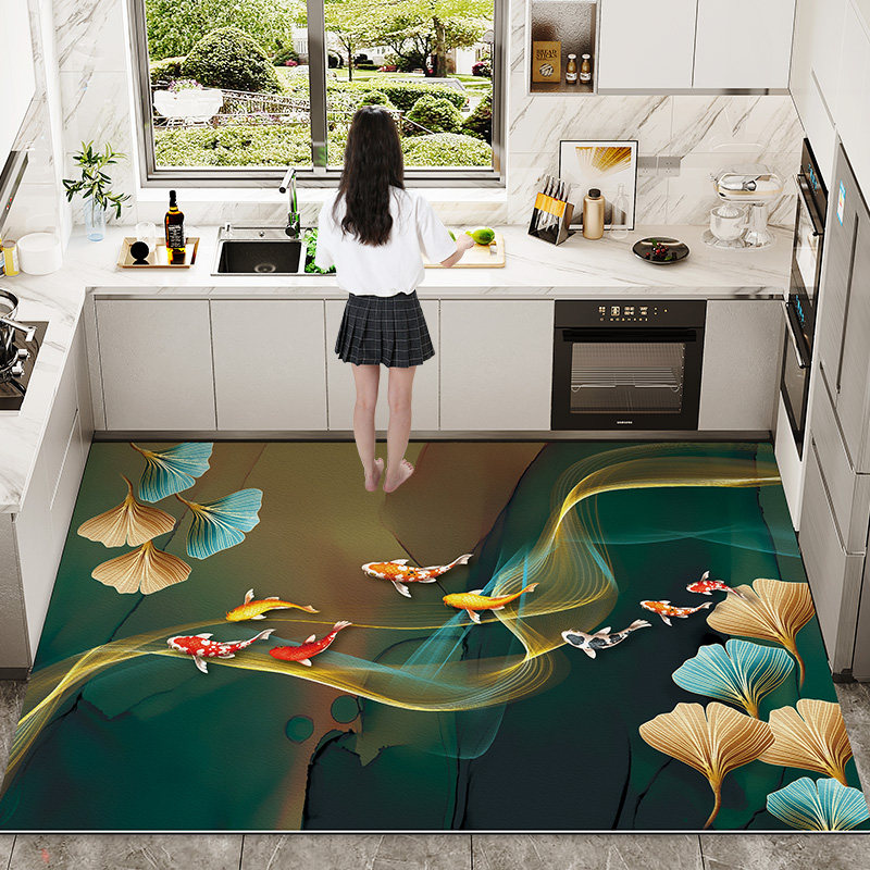 厨房地垫防滑防油家用大面积地毯 加厚PVC皮革脚垫子防水免洗可擦,居家布艺,家用脚垫,淘宝优惠券,粉丝福利购,淘宝优惠卷
