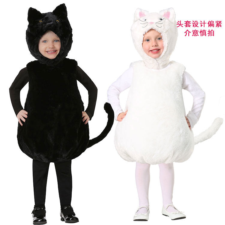 万圣节儿童节舞台表演r演出儿童幼儿动物可爱黑色猫咪蓬松服装