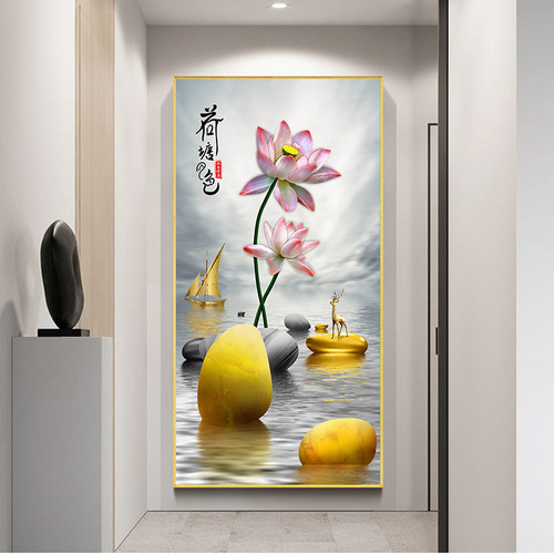 入户玄关装饰画现j代简约客厅走廊过道挂画竖版进门背景墙招财壁