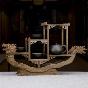 鸡翅实木小博古架多宝阁茶壶茶具茶杯收纳架置物架红木摆件展示架