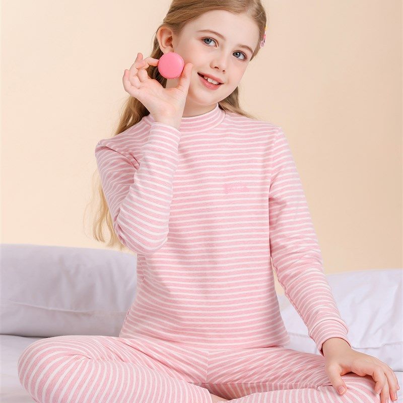 A类纯棉中领儿童秋衣秋裤 男女孩宝宝内衣套装全棉打底线衣加厚冬