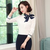 餐饮部长制服气质.春秋工作 长袖 酒店前台收银接待职业套装 女衬衫