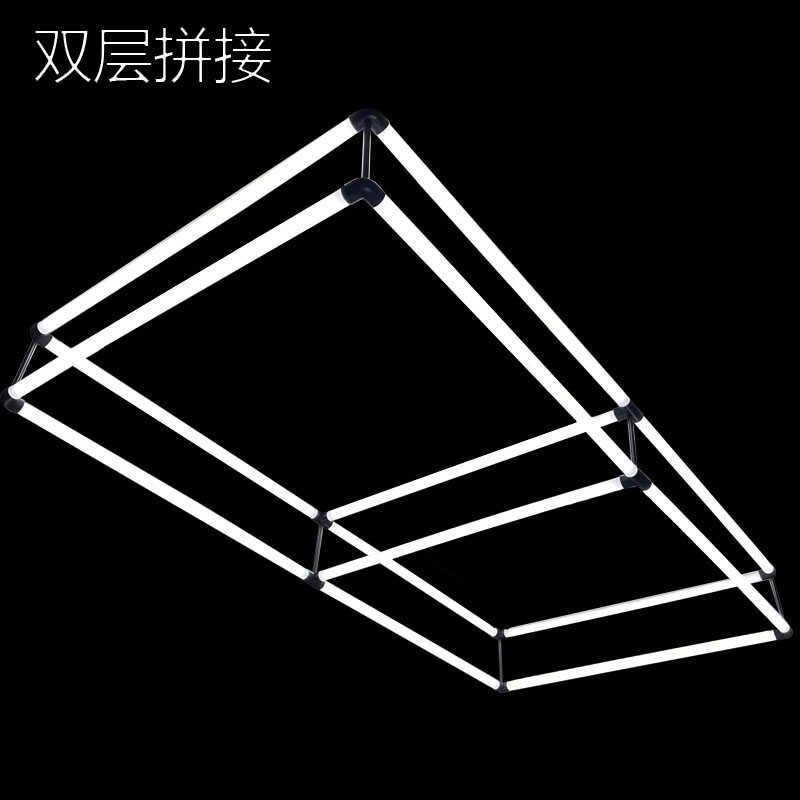 LEDT8双层拼接吊线灯管健身房商场简约造型长条灯具320度发光吸顶