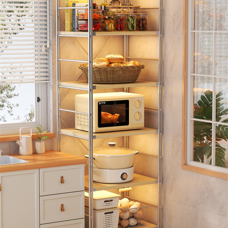 厨房置物架餐边锅架杂物储物架微波炉烤箱收纳架落地多层橱柜货架