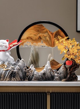 2024新款发财树办公室招财进宝流沙画沙漏摆件开业大吉礼物送礼品