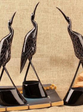 牛角家居客厅电视柜装饰品办公桌面摆件创意动物仙鹤手工艺礼物