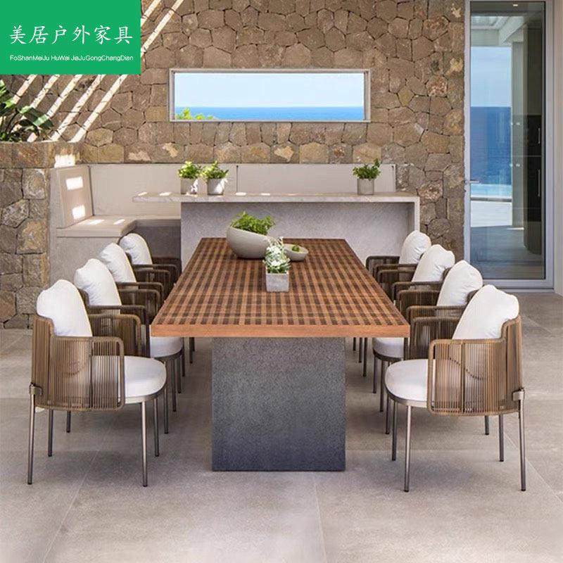 户外桌椅庭院不锈钢柚木藤编阳台休闲室外露台防水防晒别墅花园,住宅家具,桌椅套件,淘宝优惠券,粉丝福利购,淘宝优惠卷