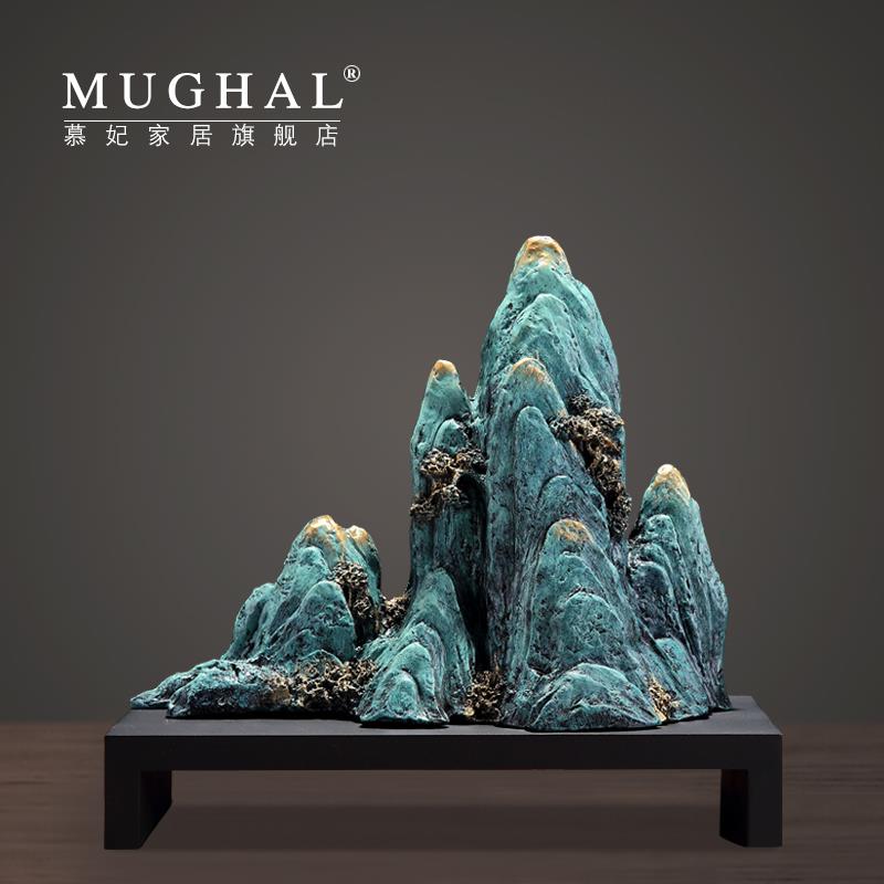 新中式假山摆件电视柜办公室开业乔迁礼物客厅玄关酒柜家居装饰品