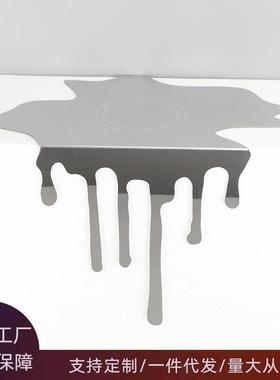 简约创意不锈钢银色抽象流体水滴托盘摆件样板间家居桌面软装饰品