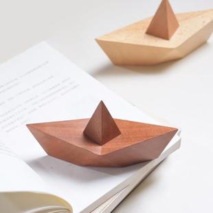 软装 原木小船木雕 饰品样板间电视柜桌面摆件 极简现代风 象有形