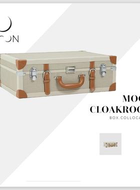 MOON慕空间样板房衣帽间收纳盒摆件米白棕色行李箱展厅装饰品道具