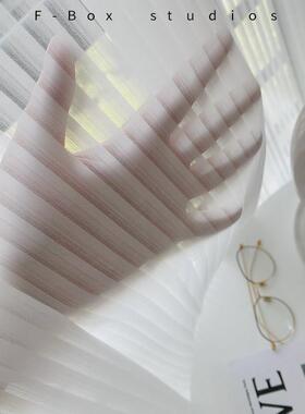 FBox窗帘透光不透人雪纺白纱客厅阳台光影纱条纹纱梦幻竖百叶纱帘