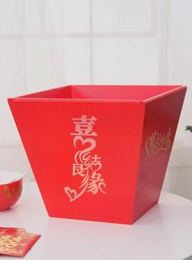 实木招财米斗结婚庆升子乔迁法会红色香炉四方老式抓周摆件中国风