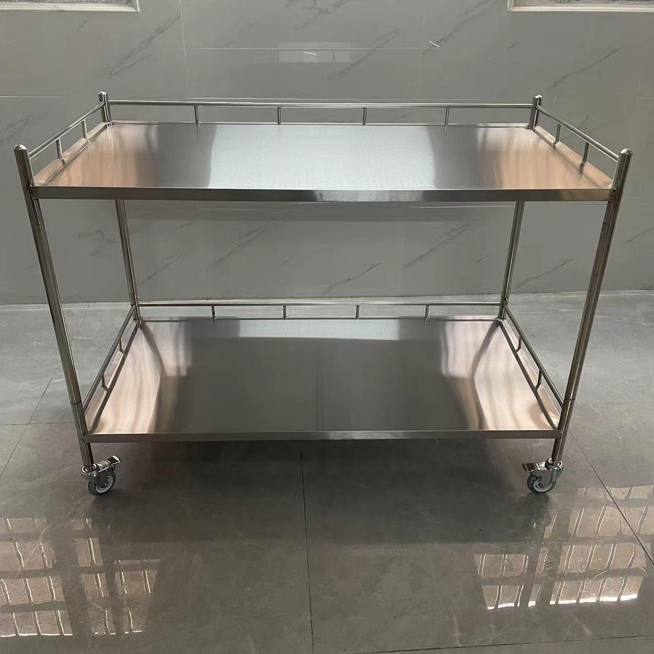 加厚不锈钢治疗车医用小推车扇形器械台医疗长方形仪器车手术推车
