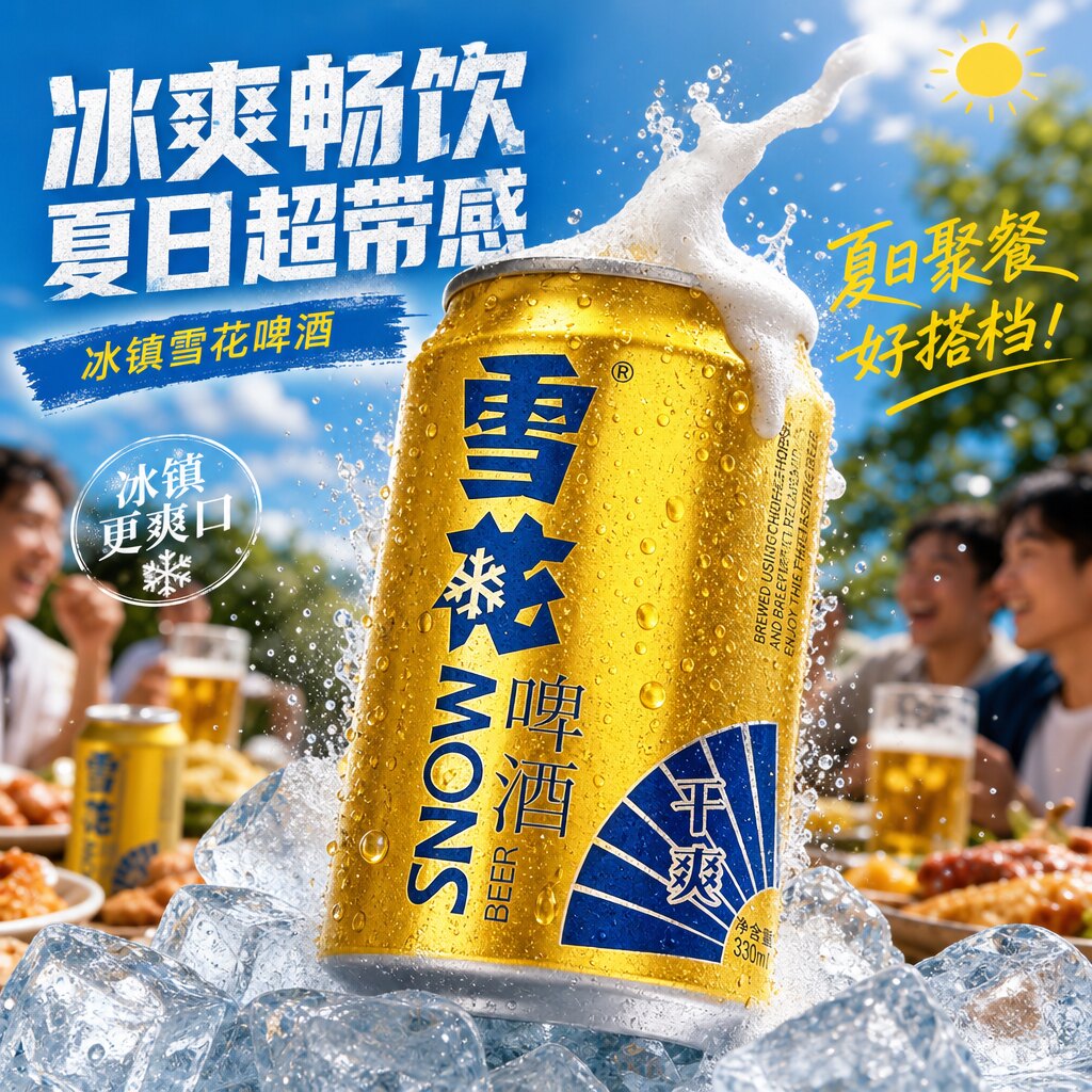 雪花啤酒干爽罐装黄啤