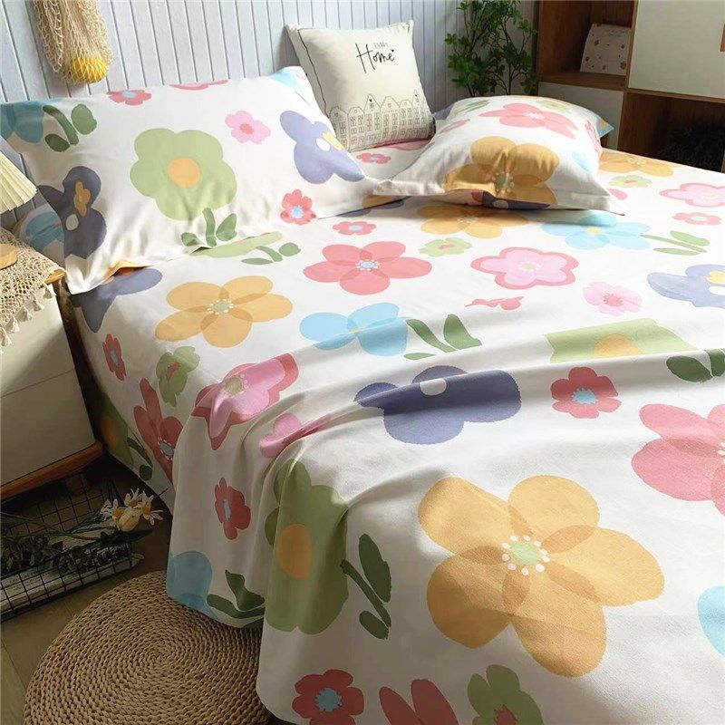 高端纯棉老粗布床单三件套不起球厚实抗皱榻榻米帆布大炕单可定做