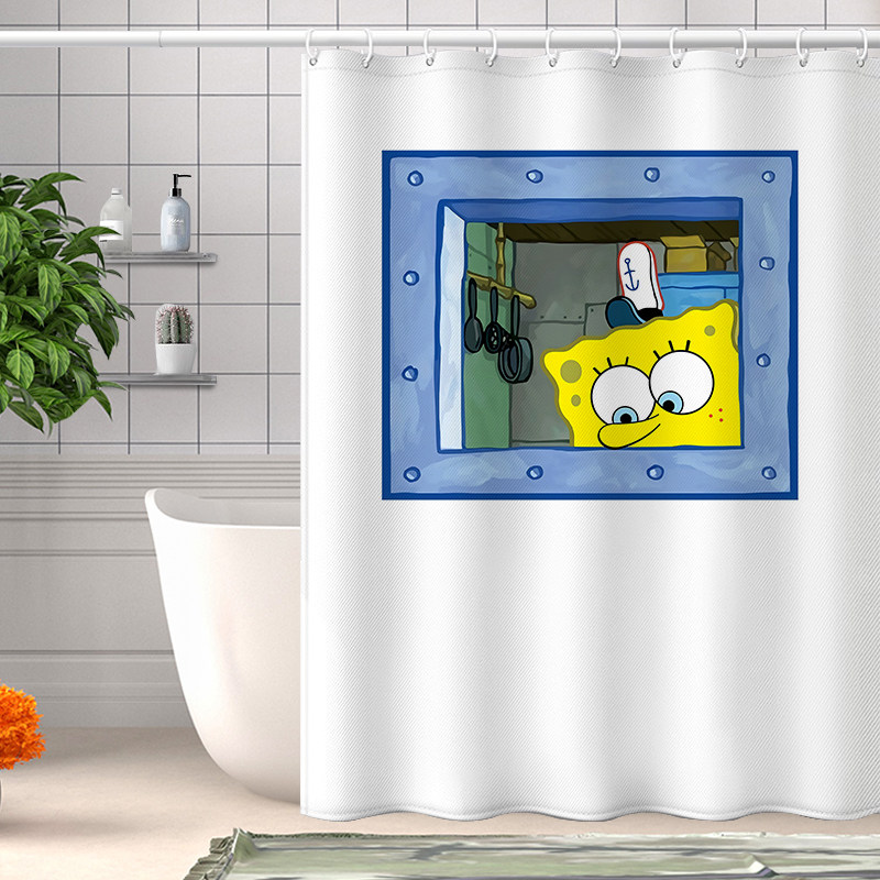 卡通浴室浴帘免打孔套装防水隔断遮挡帘淋浴卫生间门帘加厚窗帘子,家庭/个人清洁工具,浴帘,淘宝优惠券,粉丝福利购,淘宝优惠卷