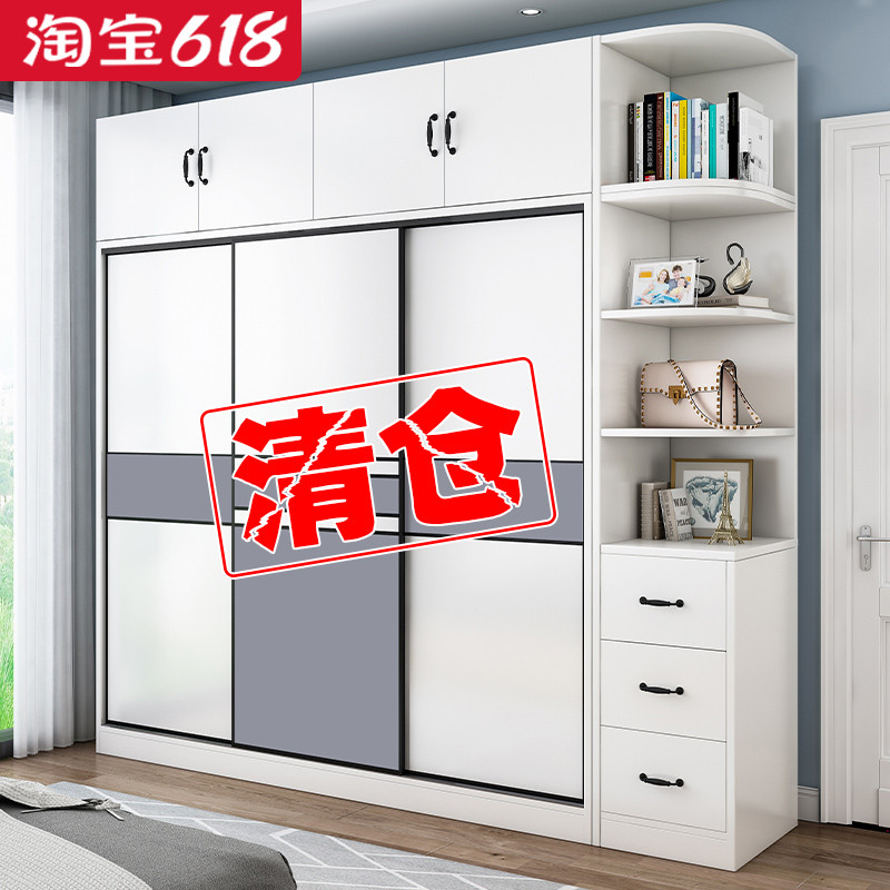 推拉门衣柜家用卧室小户型出租房用柜子202N4爆款实木简易挂式衣
