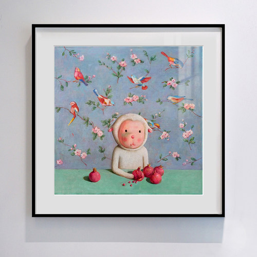 当代艺术家版画h餐厅卧室挂画羊装饰画小清新墙画 雏菊/石榴籽