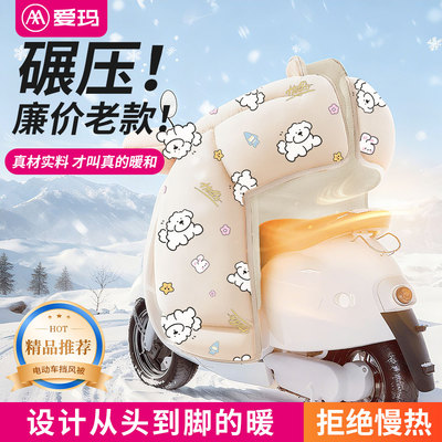 爱玛电动车挡风被新款冬季加绒