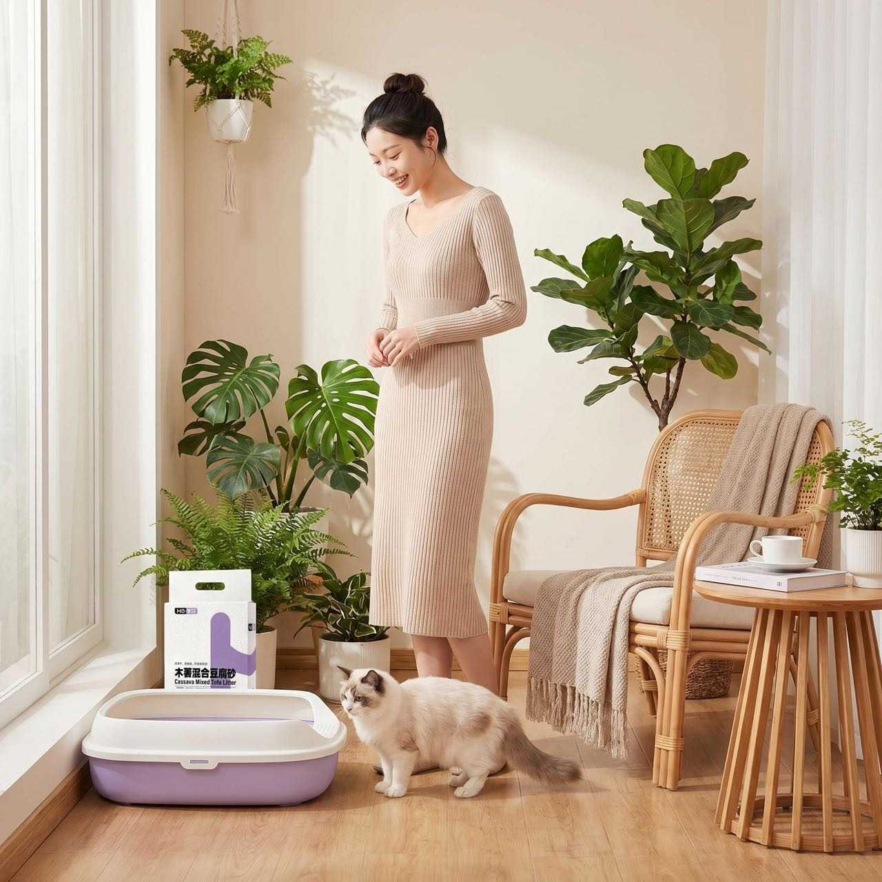 憨仕猫砂木薯砂原味清香木薯混合豆腐猫砂2.5kg除臭自然清新猫砂