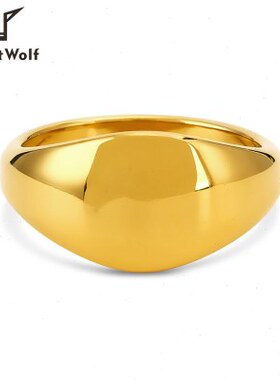 跨境18K金不规则钛钢戒指复古情侣戒指弧镜面戒指女小众设计厂家