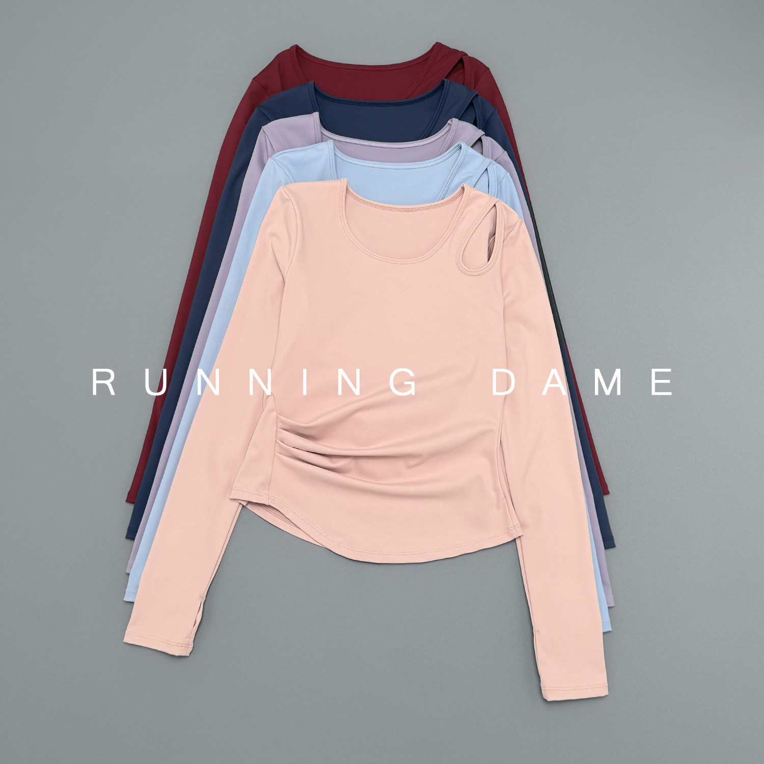 长袖瑜伽服速干薄款镂空露肩修身收腰显瘦普拉提跑步健身运动上衣