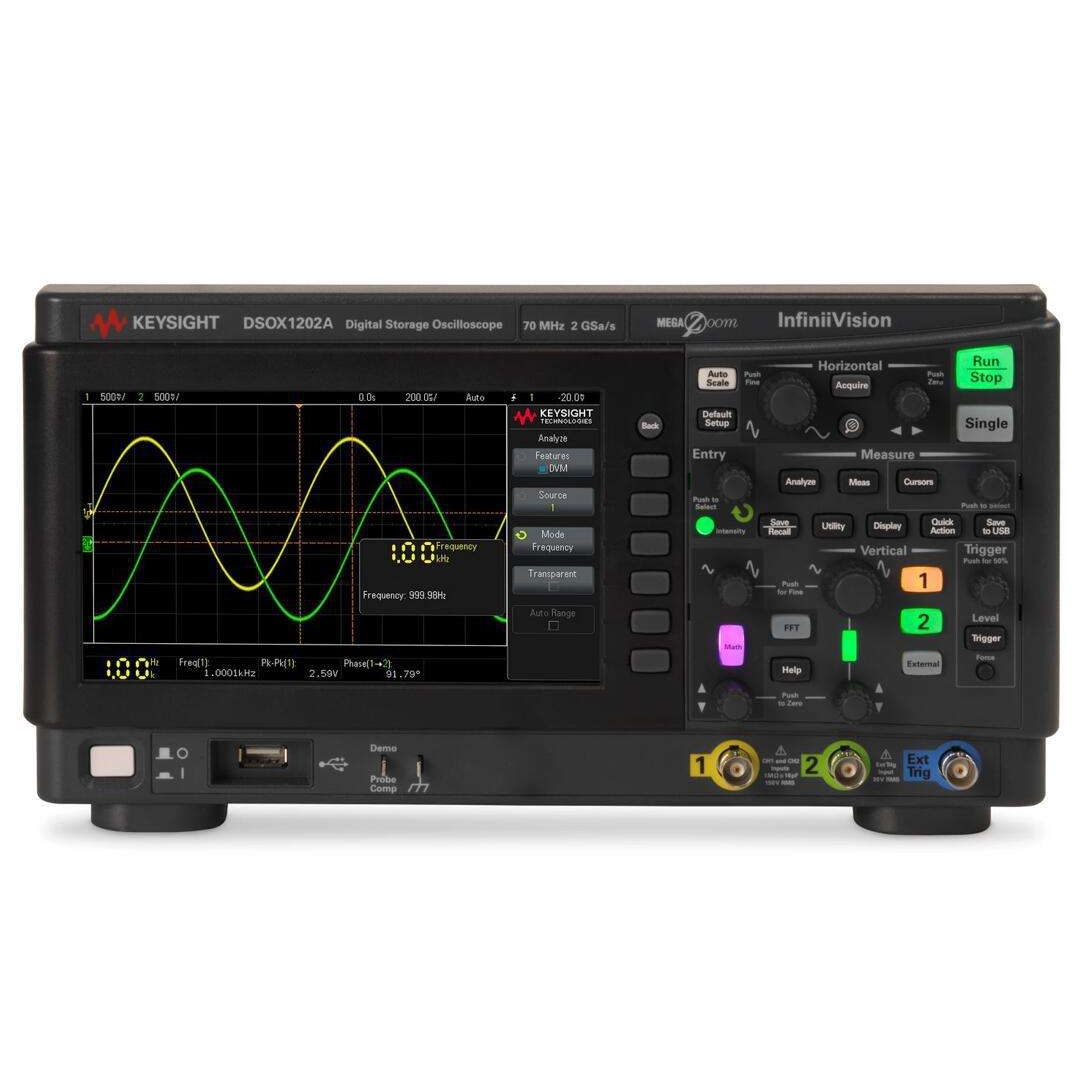 是德Keysight DSOX1202G示波器70/100/200MHz 2通道配函数发生器