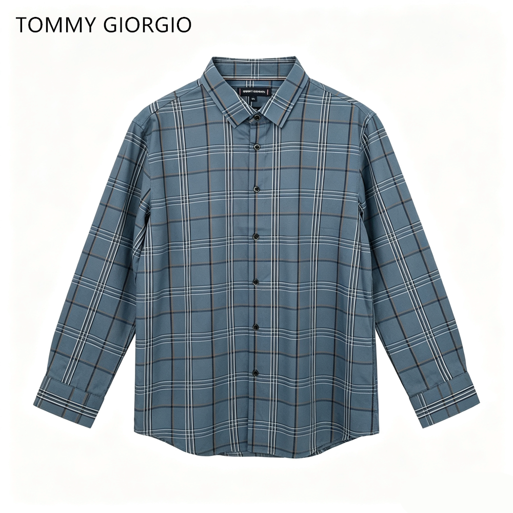 【芳芳力荐】【TommyGiorgio】男式格子早秋长袖衬衫7208