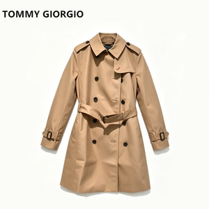 Tommy Giorgio女式翻领中款风衣英伦轻奢0713