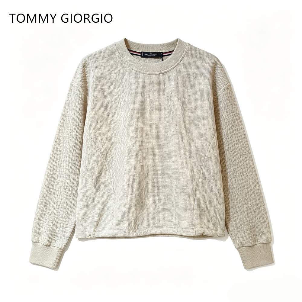 【花花推荐】【Tommy Giorgio】华夫格显瘦百搭圆领女式卫衣0213