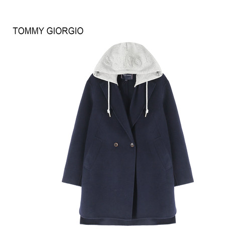 【Tommy Giorgio】女式连帽可拆卸羊毛大衣外套4707
