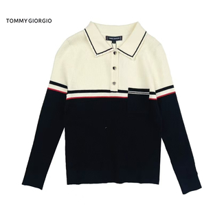 【花花推荐】【Tommy Giorgio3】女式翻领针织衫毛衣英伦4407