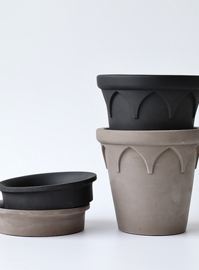 日式陶瓷花盆黑色创意个性蝴蝶兰绿植盆栽兰花透气桌面陶盆带托盘